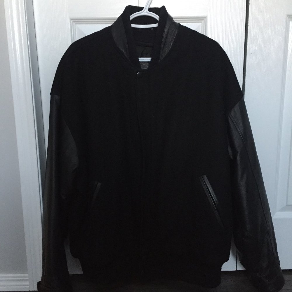 Leather and Wool Bomber Jacket